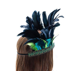 Aukmla bandeau paon vert – plumes éclatantes, parfait pour tenue de costume.