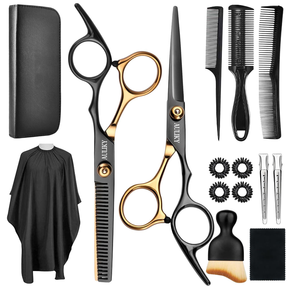 AULikY ensemble ciseaux-cheveux 15 pièces pour une coupe précise.