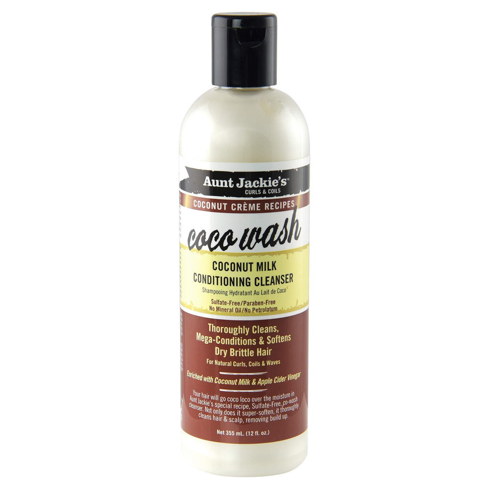 Aunt Jackie's Coco Wash bottle pour for gentle cleansing and hair hydration