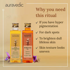 Auravedic huile kumkumadi safran curcuma: ingrédients botaniques pour éclat naturel.