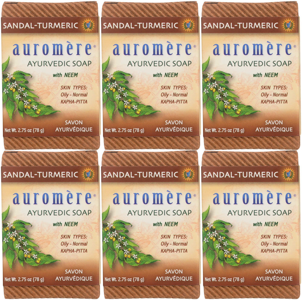 Auromere savo n ayurvédique santal-curcuma, barre naturelle pour peau équilibrée