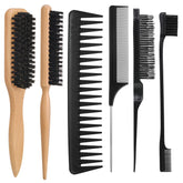 Brosse Auroray en poils de sanglier pour un lissage arrière en douceur.