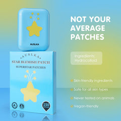 Patch hydrocolloïde AUSLKA étoile bleue, pratique sur le visage