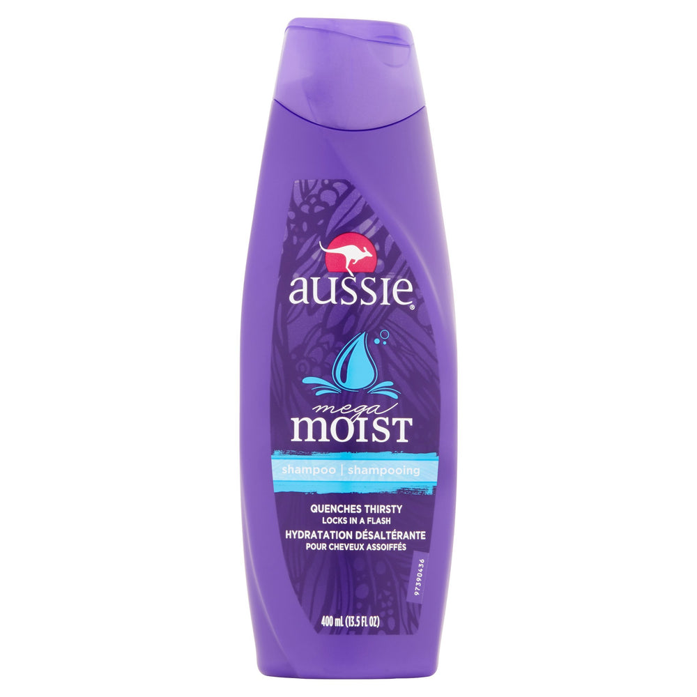 Shampooing Aussie Hydratant – bouteille, hydratation rapide pour cheveux secs et faciles à coiffer.