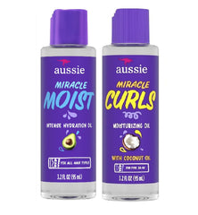Aussie Miracle Moist Hair Oil – bouteille prête à hydrater les cheveux secs.