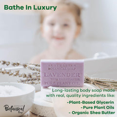 Savon lavande avec huile essentielle par Australian Botanical Soap, expérience sensorielle calme.