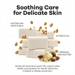Savon lait chèvre d'Australian Botanical Soap, mousse crémeuse pour une sensation de douceur.