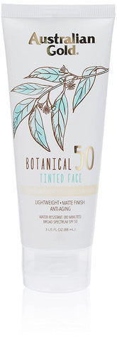 Marque Australian Gold : teinte visage légère et protection UV quotidienne.