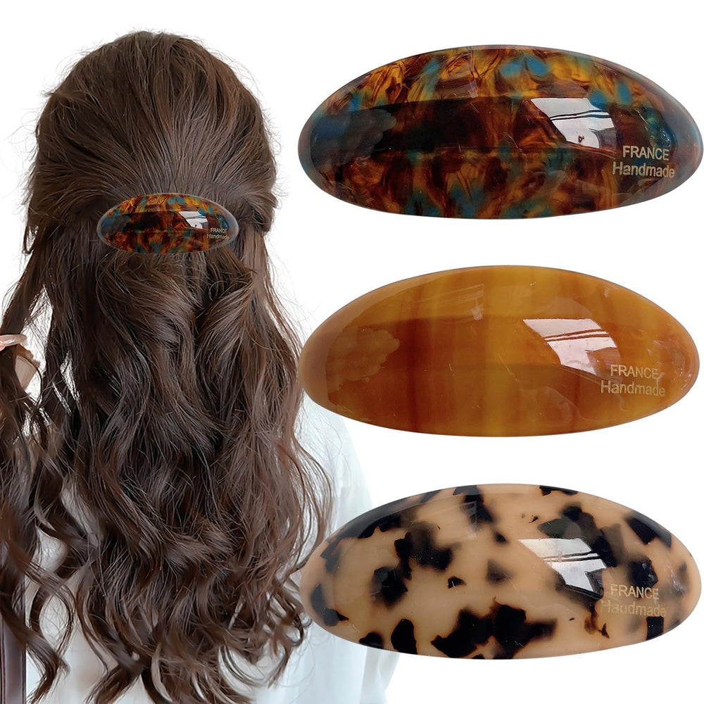 Auswalar barrette en acétate vintage grande tortue française; pour une apparence élégante et durable.