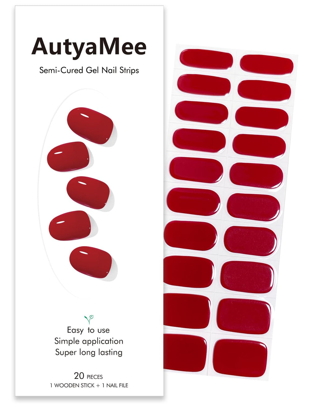 AutyaMee bandes gel semi-cuites rouge rubis dans l'étui pour retouches faciles