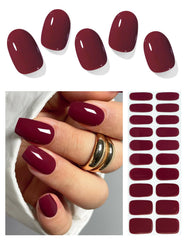 AutyaMee bandes gel burgogne rouge, manucure rapide et élégante à domicile.