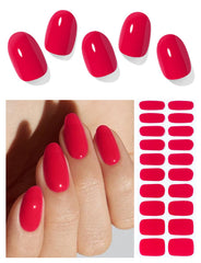 AutyaMee bandes-ongles gel semi-cuites rouges prêt à poser pour une manucure maison rapide.