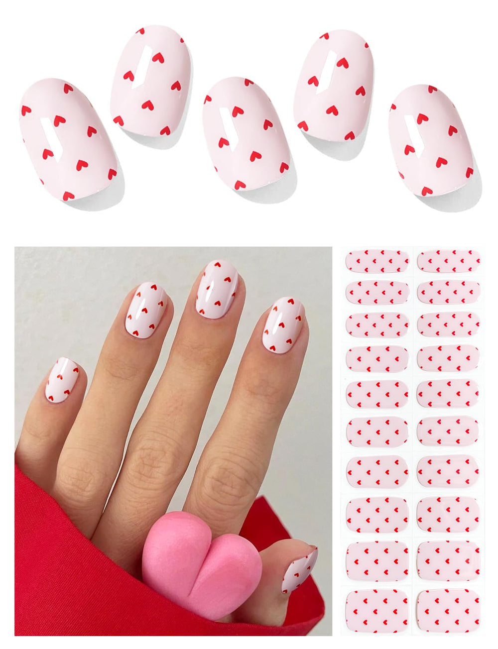 AutyaMee Bandes Gel Coeur Mignon, look salon durable jusqu'à deux semaines.