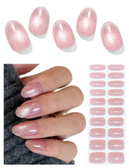 AutyaMee rubans gel nude-pink cat-eye pour une manucure rapide et chic.
