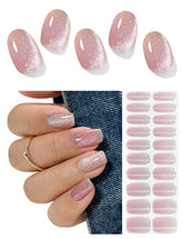 AutyaMee Strips gel semi-cuit rose ombre effet oeil-de-chat pour une manucure durable
