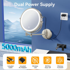 Auxmir miroir batterie 5000mAh pour longue autonomie.