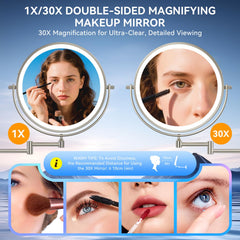 Auxmir miroir 1x/30x double-face pour maquillage précis et détails.
