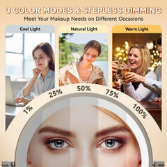 Éclairage tactile Auxmir, 3 couleurs, lumière adaptée à chaque routine beauté.