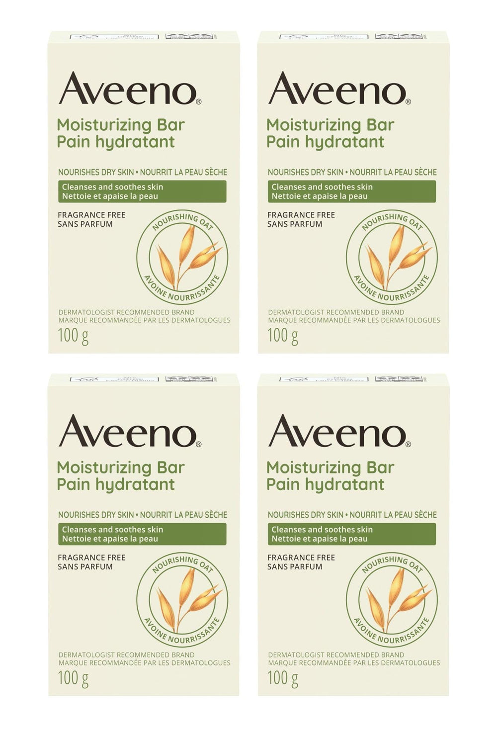 Aveeno bar nettoyant visage hydratant à l’avoine, douceur assurée.