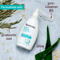 Aveeno Calm Restore: bouteille en détail et étiquette claire.