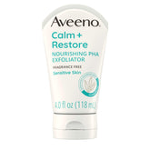 Aveeno Calm + Restore, bouteille d’exfoliant prête pour une exfoliation douce.