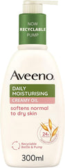 Aveeno Crème Huile Hydratante Crémeuse 300ml avec pompe, hydratation pratique.