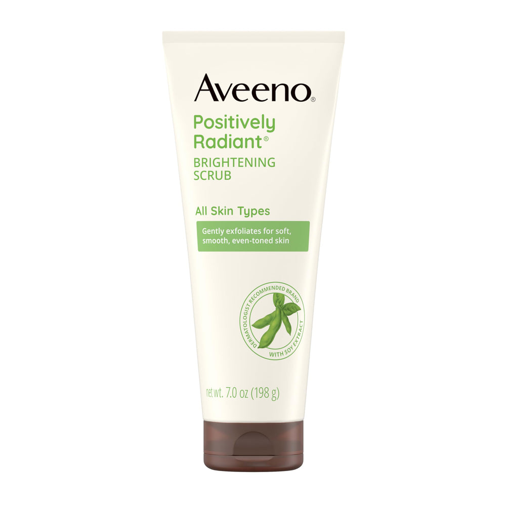 Aveeno Positively Radiant – bouteille visage, rite quotidien doux pour teint uniforme.