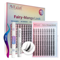 ABELASH Fairy Manga Lash Clusters, bande transparente 0,03 mm pour un rendu discret et confortable.