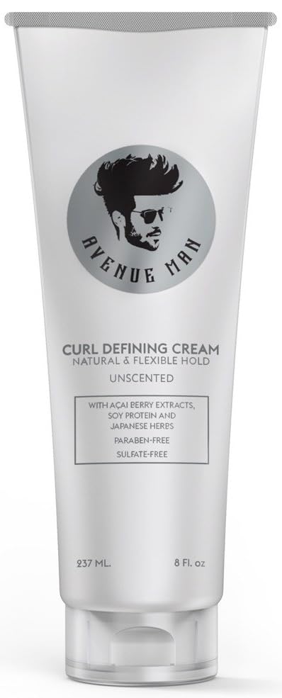 Avenue Man Crème Définissante des Boucles – bouteille sans parfum, usage quotidien facile.