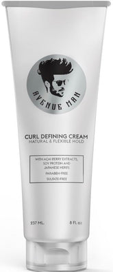 Crème Définissant Boucles Avenue Man, bouteille élégante prête à l’emploi.