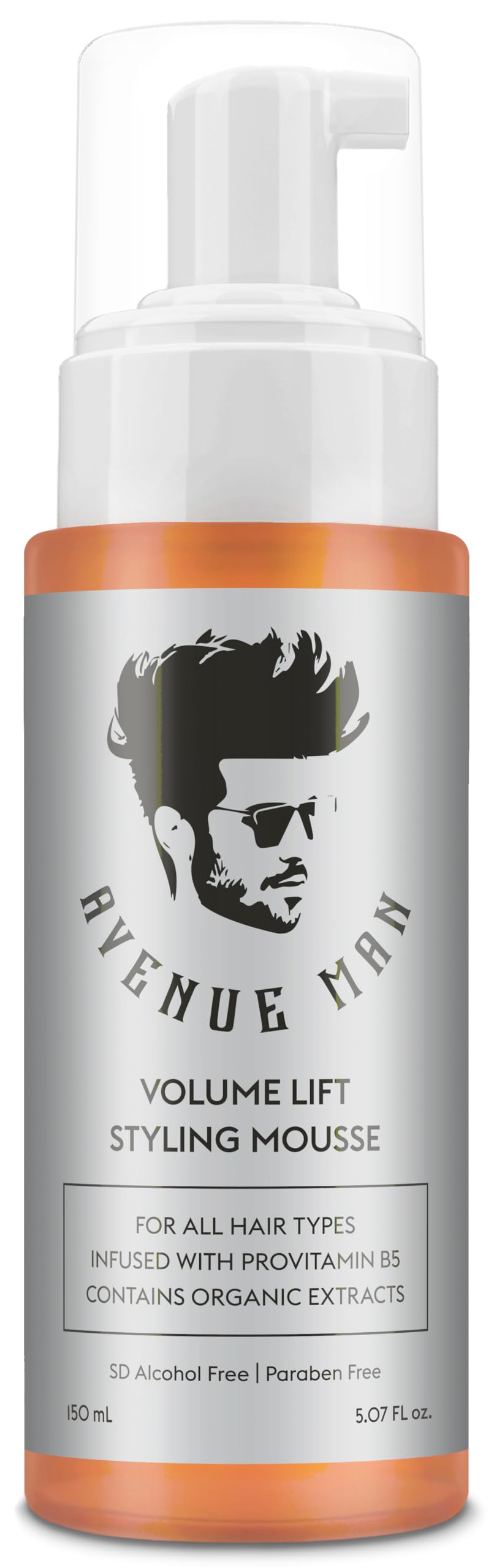 Avenue Man Volume Lift Mousse dans sa bouteille, volume durable toute la journée.