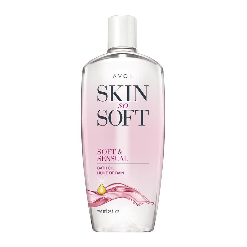 AVON Skin So Soft flacon-bain-huile argan; hydratation durable.