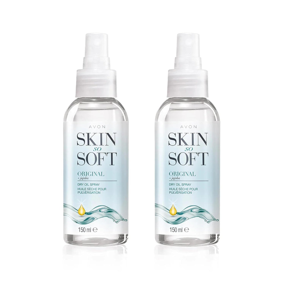 Pack double Avon Skin So Soft Original Huile Sèche Jojoba, douceur durable.