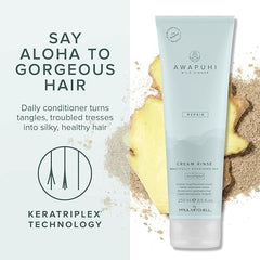 Awapuhi Wild Ginger Crème Rinse – démêlage rapide des cheveux secs.