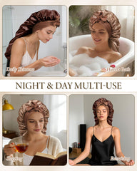 AWAYTR bonnet long satin confort peau et maintien sûr des cheveux