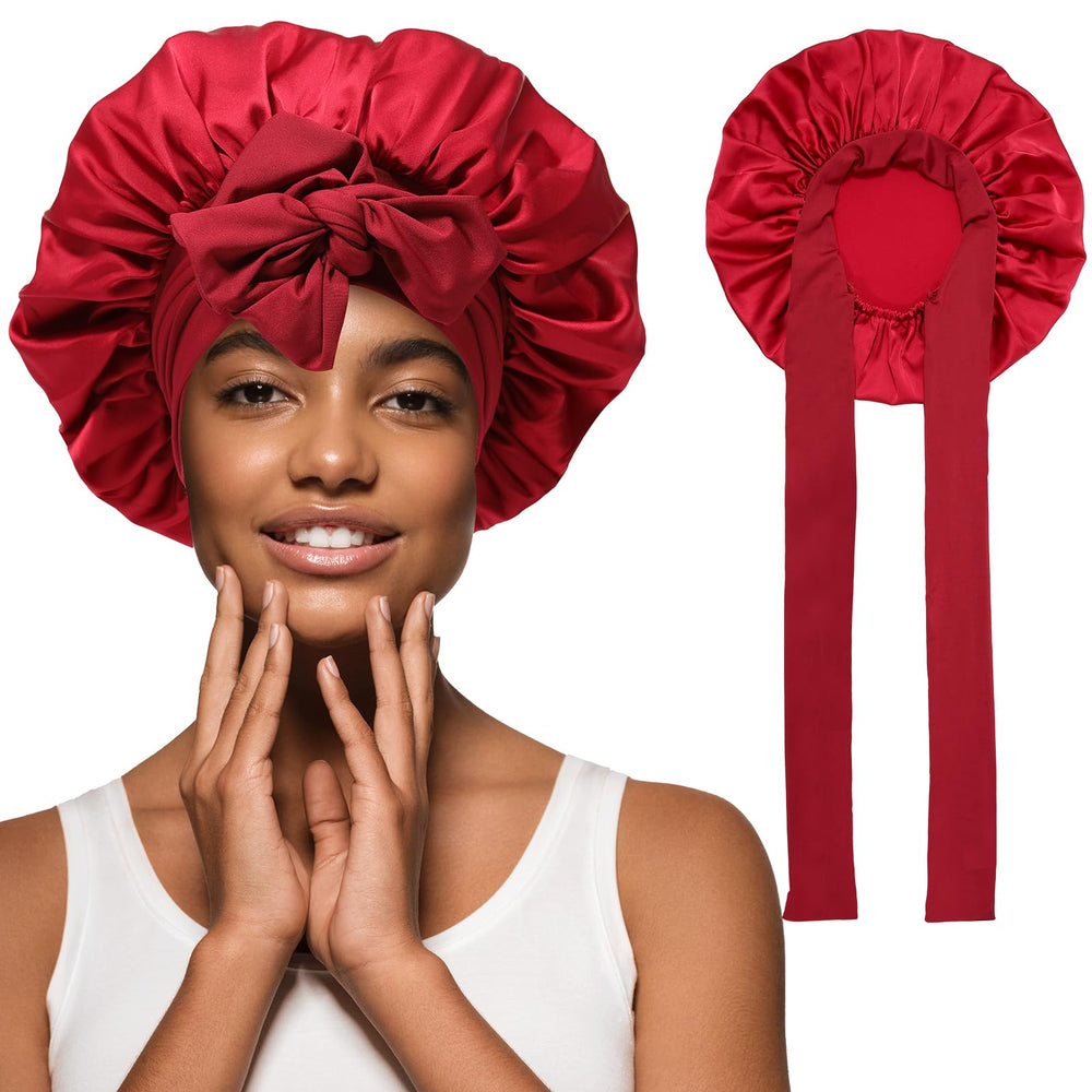 AWAYTR bonnet satiné à bande large – vue de face, maintien fiable pendant le sommeil.