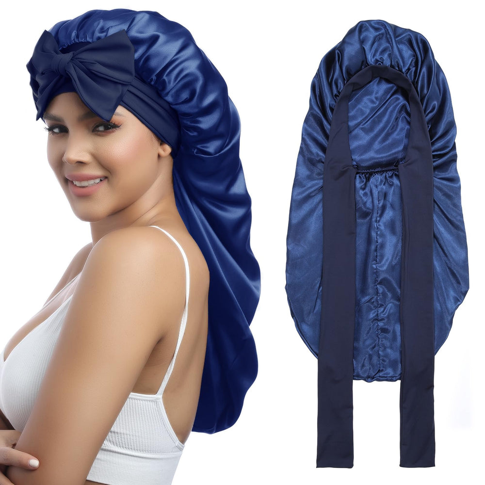 Bonnet AWAYTR satin double couche protège les cheveux pendant le sommeil.