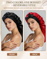 AWAYTR bonnet satin long, vue double-face, permet de changer de couleur selon l'humeur.