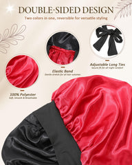 Le bonnet AWAYTR, vue face-arrière, noir et bordeaux, douceur et style réversible.