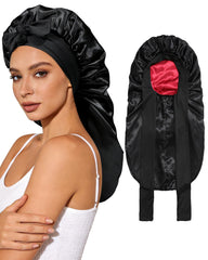 Le bonnet AWAYTR, vue face-avant, noir et bordeaux, douceur et maintien nocturne.