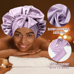 AWAYTR bonnet satin ajustable protège les cheveux des frottements nocturnes.