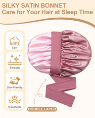 AWAYTR bonnet satin réversible couleurs pâte de haricot et rose