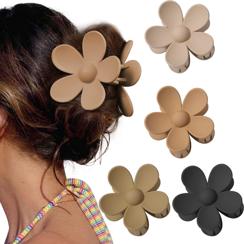 AWAYTR pinces cheveux fleurs mates 3 pouces beige – maintien sûr au quotidien.