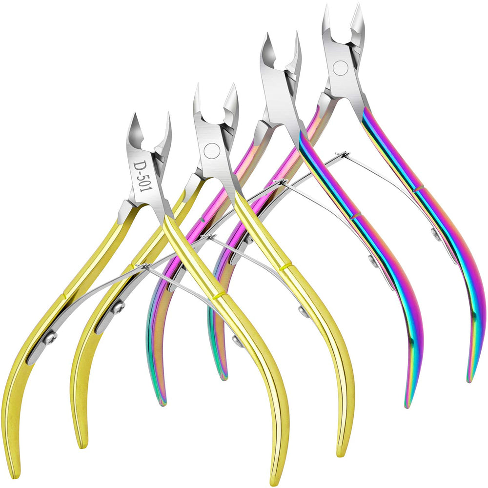 Pinces-cuticule Awpeye en or, ensemble 4 packs, précision et contrôle pour les ongles.