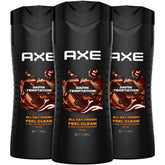 Bouteille AXE Dark Temptation avec mousse crémeuse pour une douche rafraîchissante.