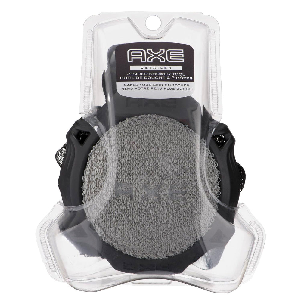 Gant douche AXE à 2 faces gris, pratique et durable pour un rituel rapide.