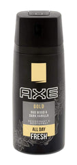 Diffuseur AXE Gold Oud Wood et Vanille Fraîche, aérosol pratique pour une fraîcheur longue durée.
