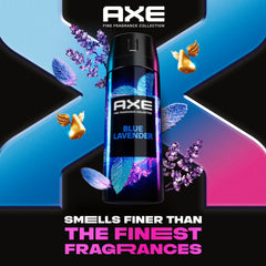 AXE Lavande Bleue, étiquette soignée évoquant un parfum premium.