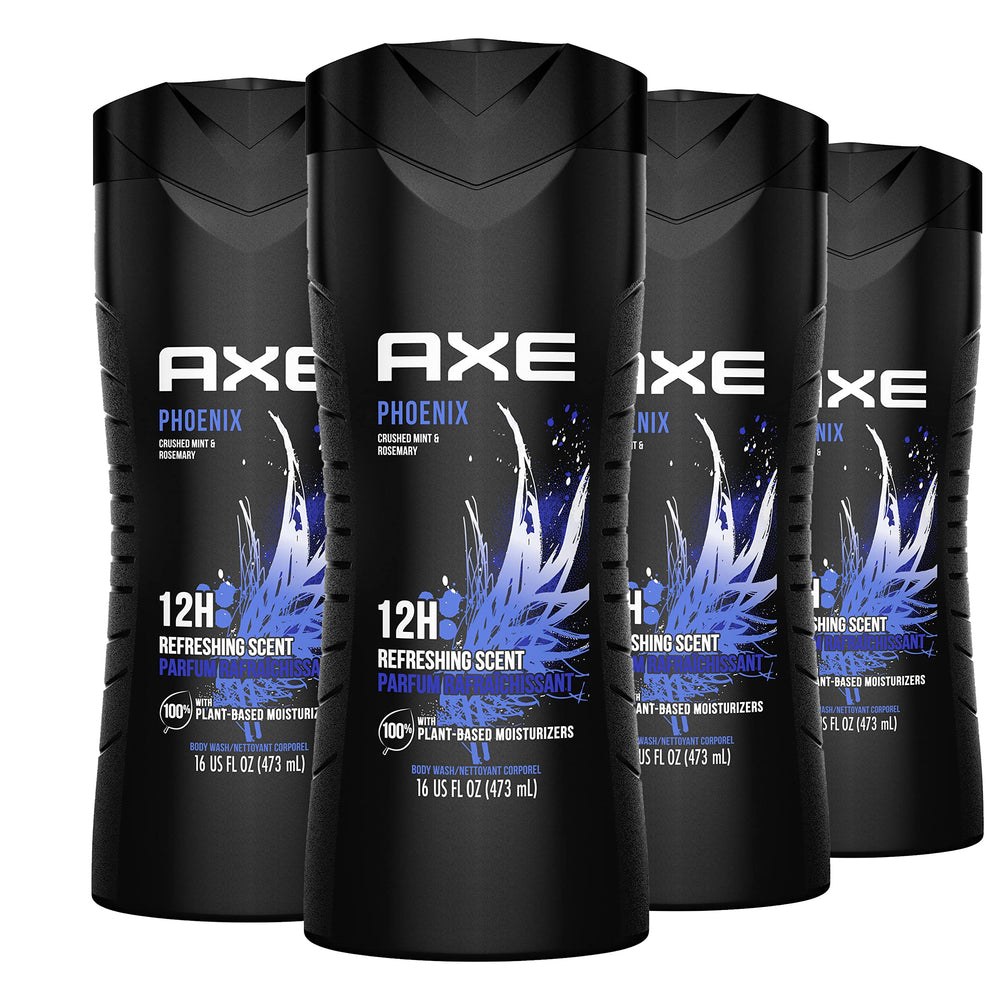 AXE Phoenix gel douche bouteille devant, fraîcheur durable toute la journée.