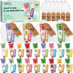 AZEN 64 crèmes mains et baumes lèvres, packaging élégant pour invités